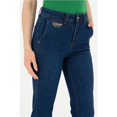 Kadın Mavi Slim Flare Fit Jean Pantolon