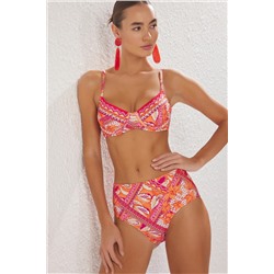 Trendyolmilla Şal Desenli Balconette Yüksek Bel Regular Bikini Takımı TBESS25BT00142