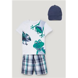 Set - Kurzarmshirt, Shorts und Baseballcap - 3 teilig