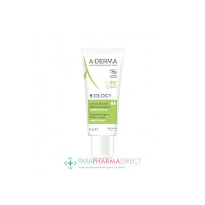 A-Derma Biology Crème Riche Dermatologique Hydratante BIO 40ml