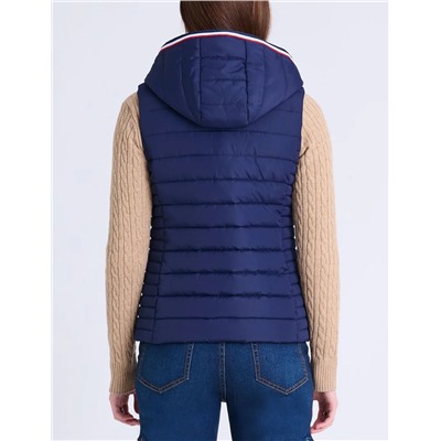 SIGNATURE STRIPE VEST WITH HOOD