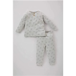 Defacto Erkek Bebek Ayıcık Baskılı Uzun Kollu Fitilli Kaşkorse Penye Pijama Takımı B8437A5GR470mca