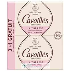 Cavaillès Savon Extra-Doux - Lait de Rose - LOT de 4x250 g (3+1 GRATUIT)Lot  × 4