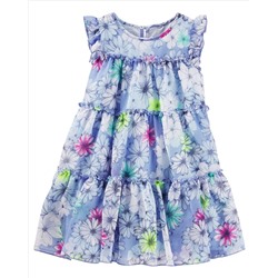2-Piece Tiered Floral Tulle Dress