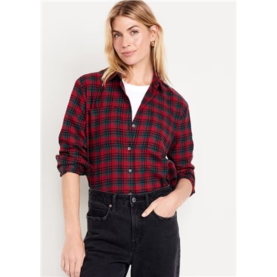 Flannel Boyfriend Button-Down Shirt