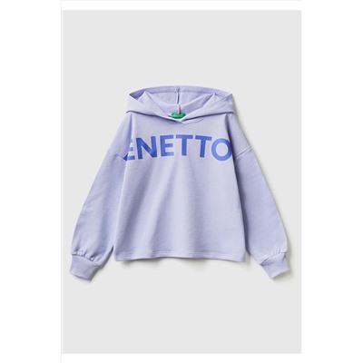 United Colors of BenettonKız Çocuk Mix Logo Baskılı Renk Bloklu Sweatshirt Lila