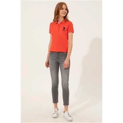 Kadın Kırmızı Basic Polo Yaka Tişört