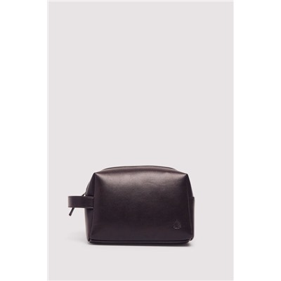 Neceser casual efecto piel marrón