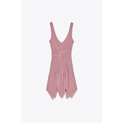 ASYMMETRIC GATHERED MINI DRESS