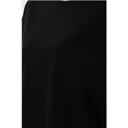 Kadın Siyah Oversize Bisiklet Yaka Tişört