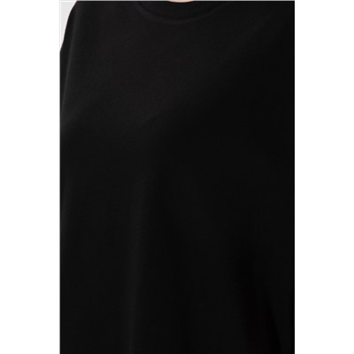 Kadın Siyah Oversize Bisiklet Yaka Tişört