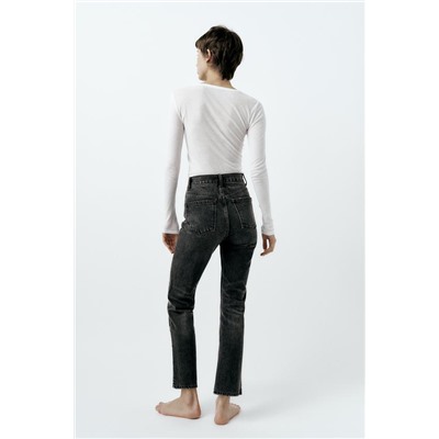 HIGH-RISE STRAIGHT-FIT TRF JEANS
