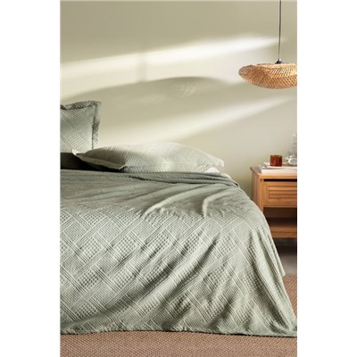 Triangle King Size %100 Pamuk Yatak Örtüsü - Haki