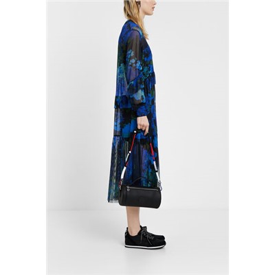 Vestido midi de gasa con camuflaje floral