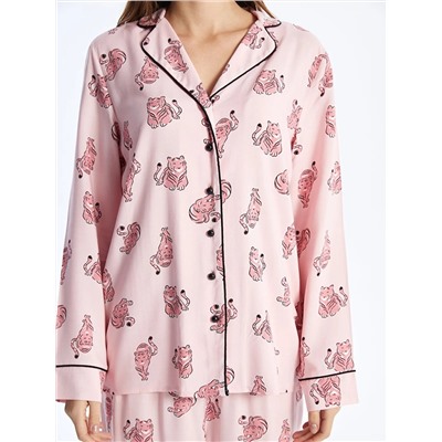 LC Waikiki Gömlek Yaka Desenli Uzun Kollu Kadın Pijama Takımı, LCW DREAM                                            
                                            Gömlek Yaka Desenli Uzun Kollu Kadın Pijama Takımı