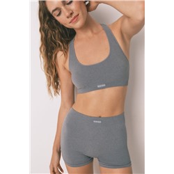 Pantalón corto canalé gris claro