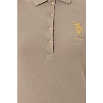 Kadın Haki Basic Polo Yaka Tişört