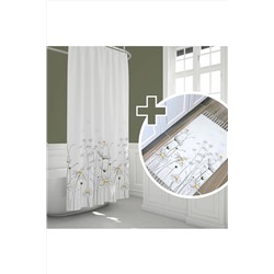 Tropikhome Çiçekli Banyo Perde Ve Paspas Seti-papatyalı Banyo Perdesi+banyo Paspası-kaymaz Taban Banyo Paspası TYC00557016564