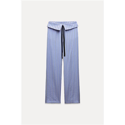 STRIPED TROUSERS WITH TURN-DOWN WAIST