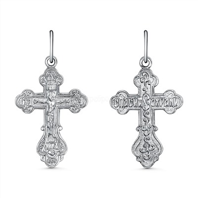 Крест из серебра родированный - 3,2 см 925 пробы К3-446р