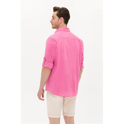 Erkek Pembe Uzun Kollu Basic Gömlek