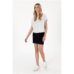Kadın Koyu Mavi Mini Boy Jean Etek