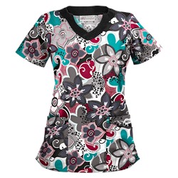 UA Swirling Flowers Granite Print Scrub Top