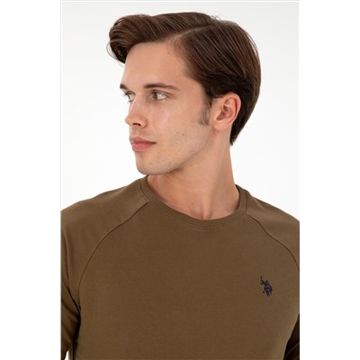 Erkek Haki Basic Sweatshirt