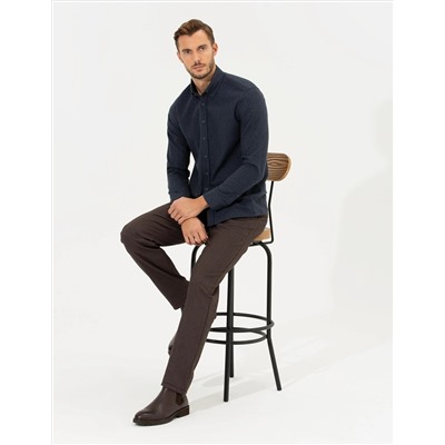 Lacivert Slim Fit Uzun Kollu Gömlek