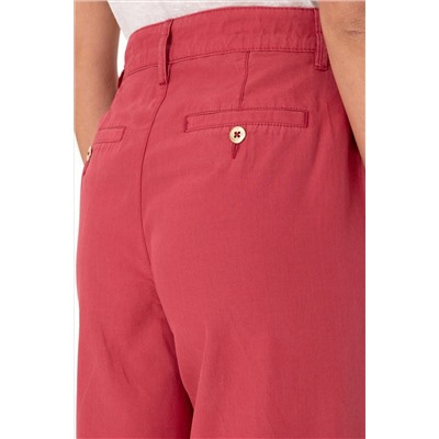 Kadın Vişne Kanvas Loose Fit Pantolon