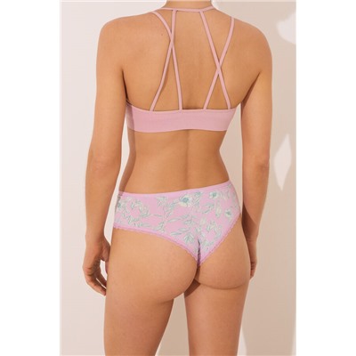 Braga ancha brasileña microfibra estampado rosa