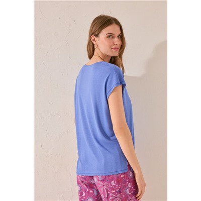 Camiseta manga corta azul claro