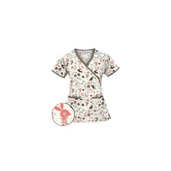 UA Springtime Hop Coffee Bean Mock Wrap Scrub Top