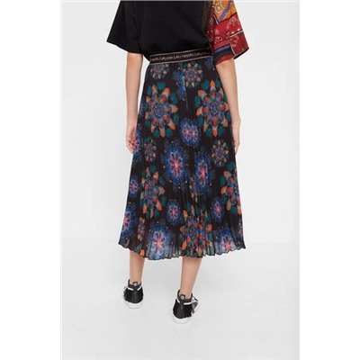 Falda midi plisada mandalas