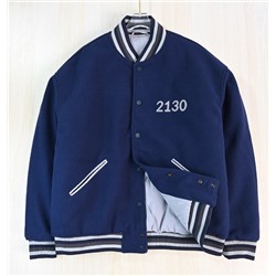 Мужская бейсбольная куртка из искусственной шерсти с вышивкой