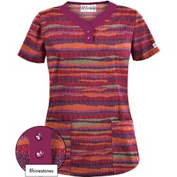 UA Knit Worthy Wine Print Scrub Top