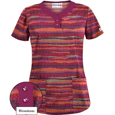 UA Knit Worthy Wine Print Scrub Top