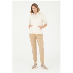 Kadın Krem Kapüşonlu Sweatshirt
