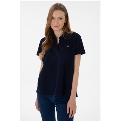Kadın Lacivert Basic Polo Yaka Tişört