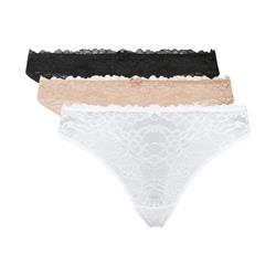 ESMARA® Spitzen Strings Damen, 3 Stück