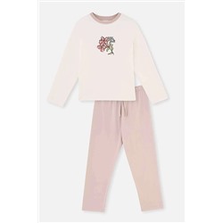 Dagi Ekru Baskı Detaylı Uzun Kollu Örme Pijama Takımı 23WG17511TA_316