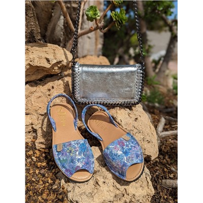 AB.Zapatos · 320-8 · estampado azul+Pelle CANDELA plata АКЦИЯ