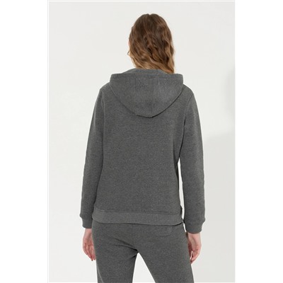 Kadın Antrasit Melanj Basic Sweatshirt