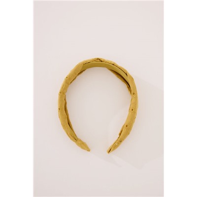 Diadema pelo bordado suizo mostaza