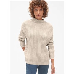 Shaker Stitch Pullover Turtleneck Sweater