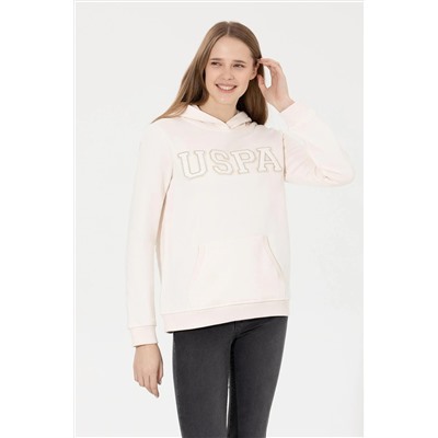 Kadın Ekru Kapüşonlu Basic Sweatshirt