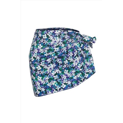 Çok Renkli Çiçek Desenli Pareolu 2'li Set Büyük Beden Bikini Altı TBBSS25CR00003