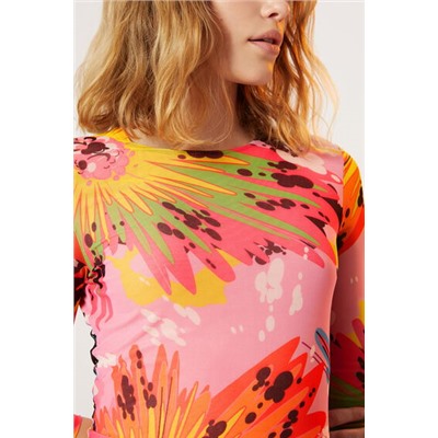 Vestido corto manga 3/4