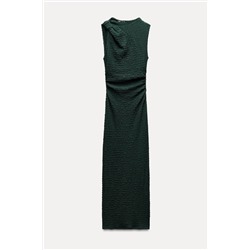 LONG TEXTURED DRESS WITH KNOT