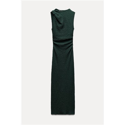 LONG TEXTURED DRESS WITH KNOT